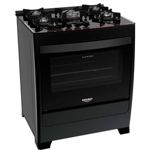 Fogão 5 Bocas Dako Supreme Glass Bivolt Preto Mesa De Vidro