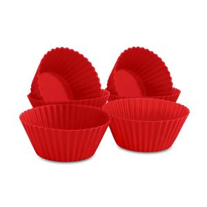 Forma de Cupcake Muffins Silicone 6 Pçs Vermelho UP Home UD144