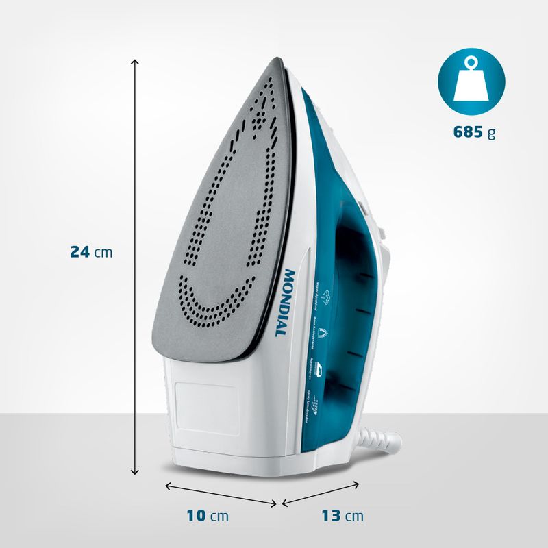 ferro-de-passar-roupa-a-vapor-mondial-1200W-f-32-medidas